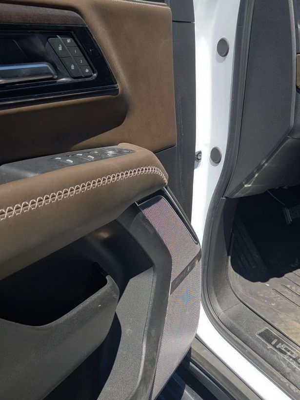 Denali door panel in brown leather, cleaned