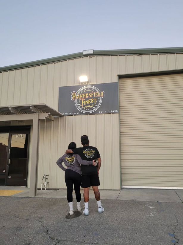 The Bakersfield Finest shop, their logo sign over the door